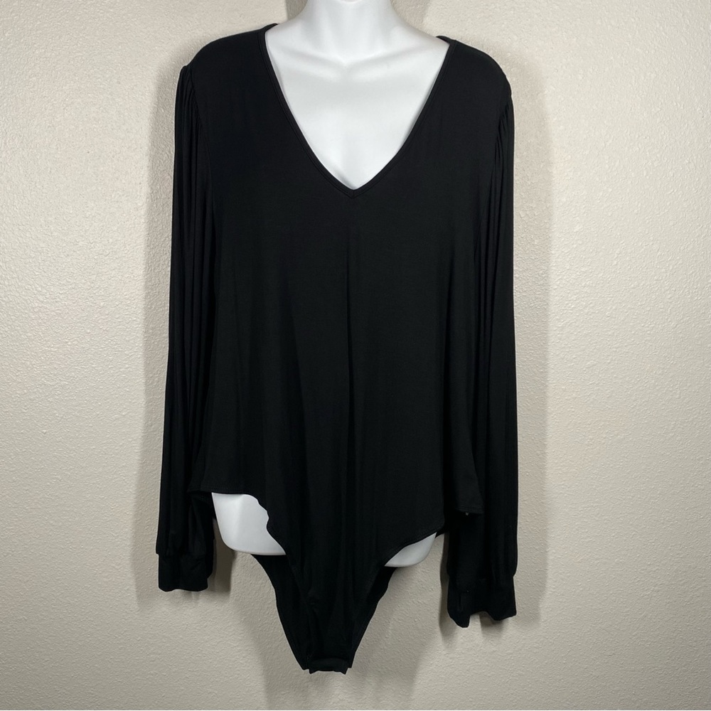 New Black Bodysuit With Bubble Sleeve Size 4x